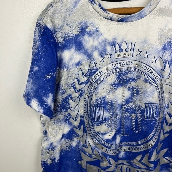 rise As 1ne Mens Short Sleeve Graphic Tee Blue White Cloud - Picture 2 of 11
